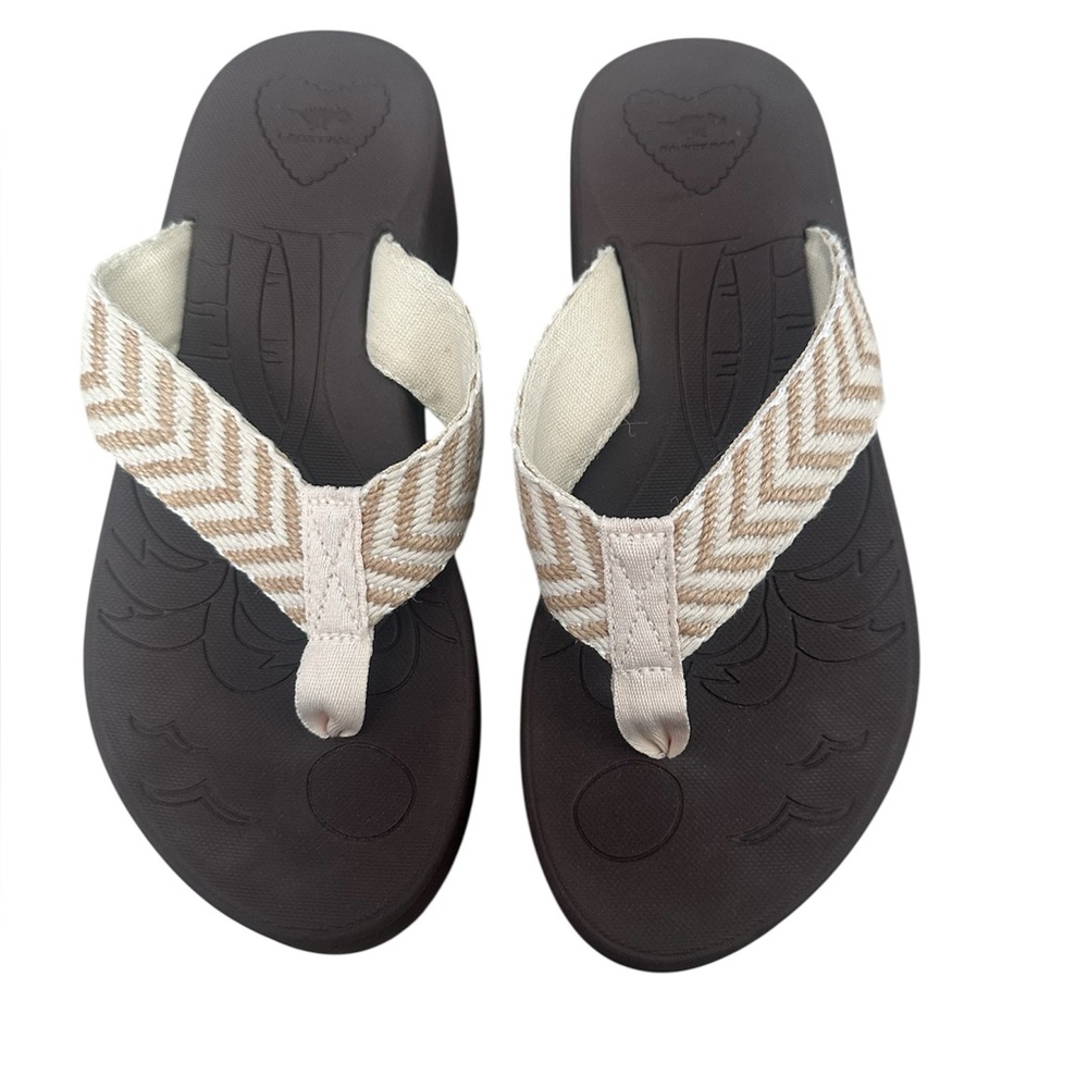 Rocket Dog Tizzy Brown & Chevron Print Thong Sandals Size 8